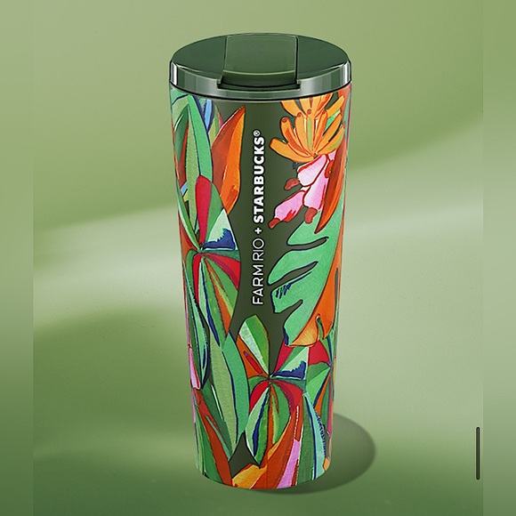 FARM Rio x Starbucks Banana Leaves Bright Green Multicolor Tumbler 16 OZ NWT - Picture 1 of 3